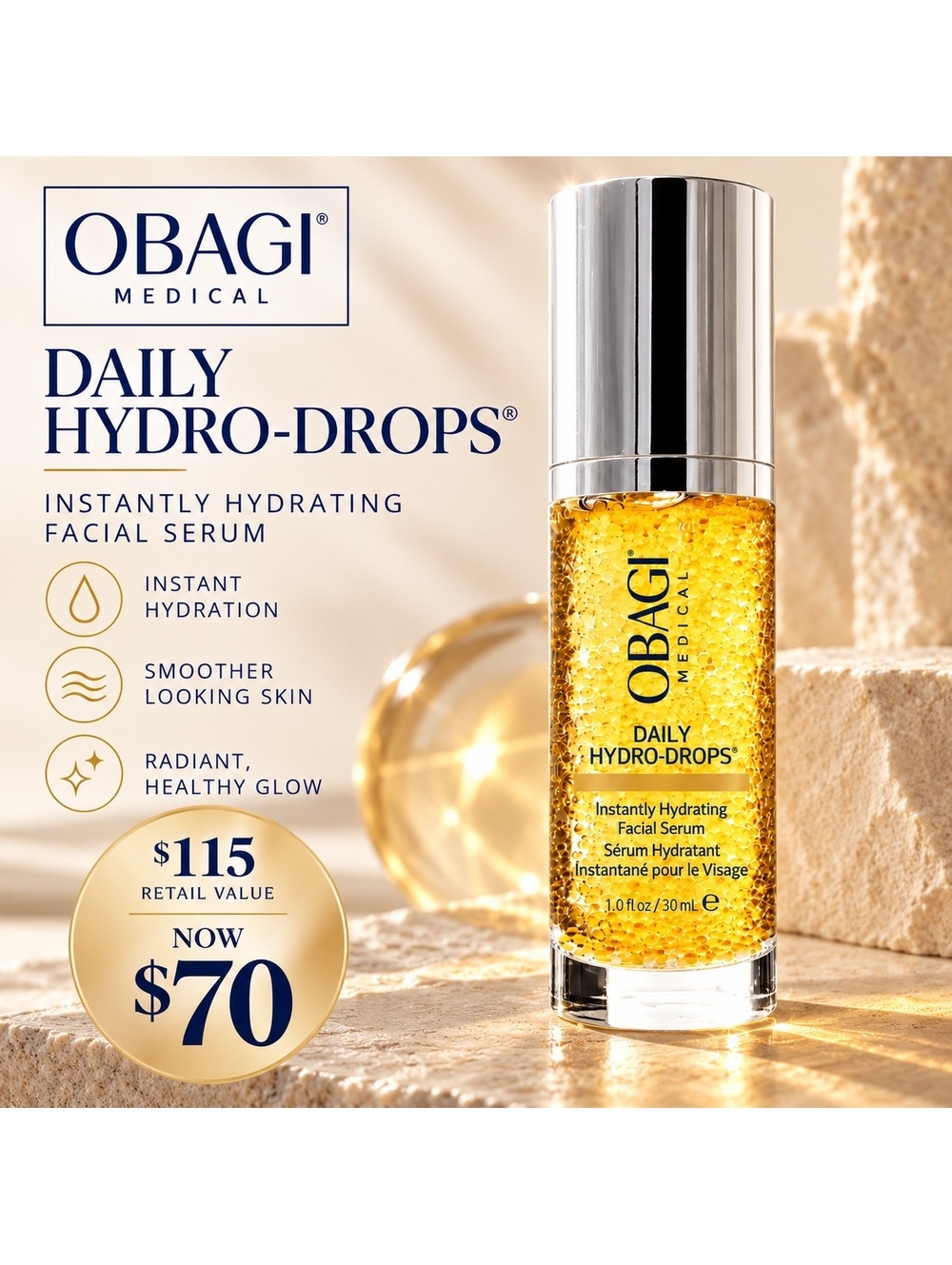 Obagi Medical Daily Hydro-Drops® Instantly Hydrating Facial Serum — Brand New